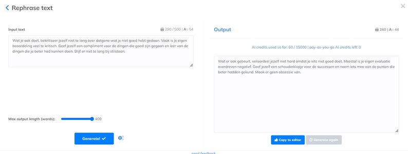 results rephrase content