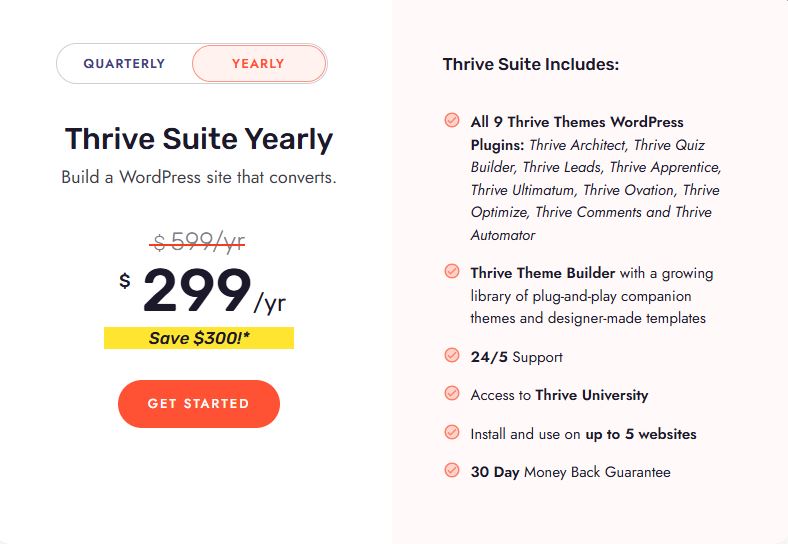 Thrive Suite Pricing Yearly